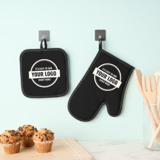 Add Your Logo Custom Small Businesses Oven Mitt & Pot Holder Set