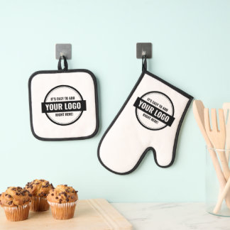 Add Your Logo Custom Small Businesses Oven Mitt & Pot Holder Set
