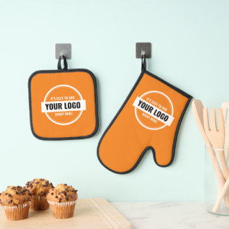 Add Your Logo Custom Small Businesses Oven Mitt & Pot Holder Set