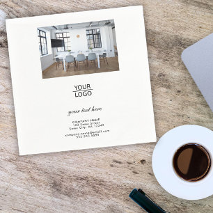 Add your Logo Custom Text Black Promotion Photo  Napkin