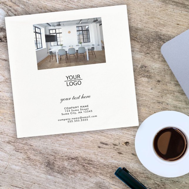 Add your Logo Custom Text Black Promotion Photo  Napkin (Creator Uploaded)