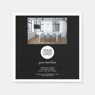 Add your Logo Custom Text Black Promotion Photo Napkin