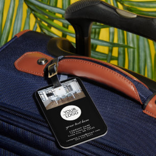 Add your Logo Custom Text Company Photo Black Luggage Tag