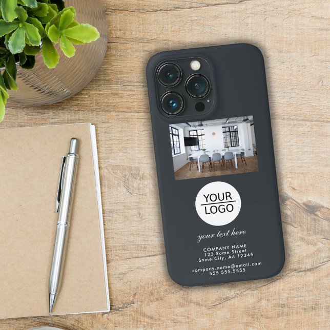 Add your Logo Custom Text Company Photo Grey Case-Mate iPhone Case (Creator Uploaded)