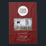Add your Logo Custom Text Company Photo Grey Tea Towel<br><div class="desc">Add your Logo with a Custom Text Company Photo Promotion Red Kitchen Towel. Add your photo,  logo and customise the text,  company name,  address and contact information. Business promotion or giveaway for your clients and business partners.</div>