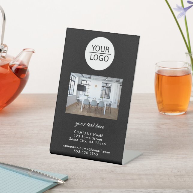 Add your Logo Custom Text Company Photo  Pedestal Sign (In SItu)