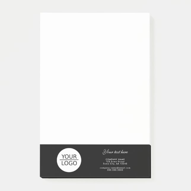 Add your Logo Custom Text Company Promotion Black Post-it Notes (Front)
