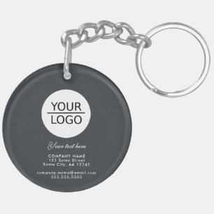 Add your Logo Custom Text Company Promotion Grey Key Ring