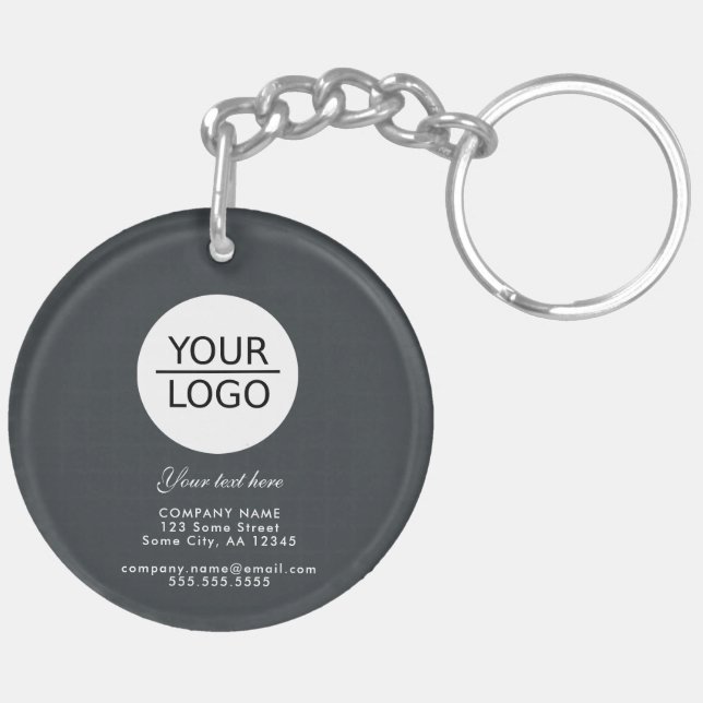 Add your Logo Custom Text Company Promotion Grey Key Ring (Back Right)