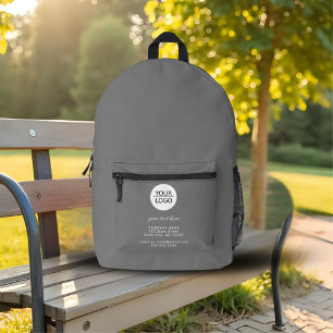 Add your Logo Custom Text Grey Company Printed Backpack