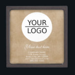 Add your Logo Custom Text Old Paper Promotion Gift Box<br><div class="desc">Add your Logo Custom Text Old Paper Promotion Gift Box. Beige old paper background and white text. Insert your logo into the template and customise the text,  company name,  address and contact information. Business promotional or giveaway for your clients and business partners.</div>