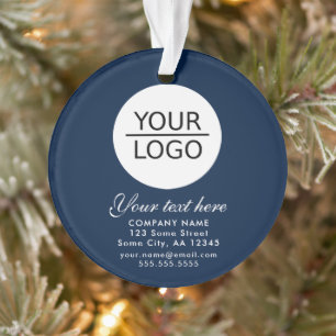 Add your Logo Custom Text Promotion Blue Ornament