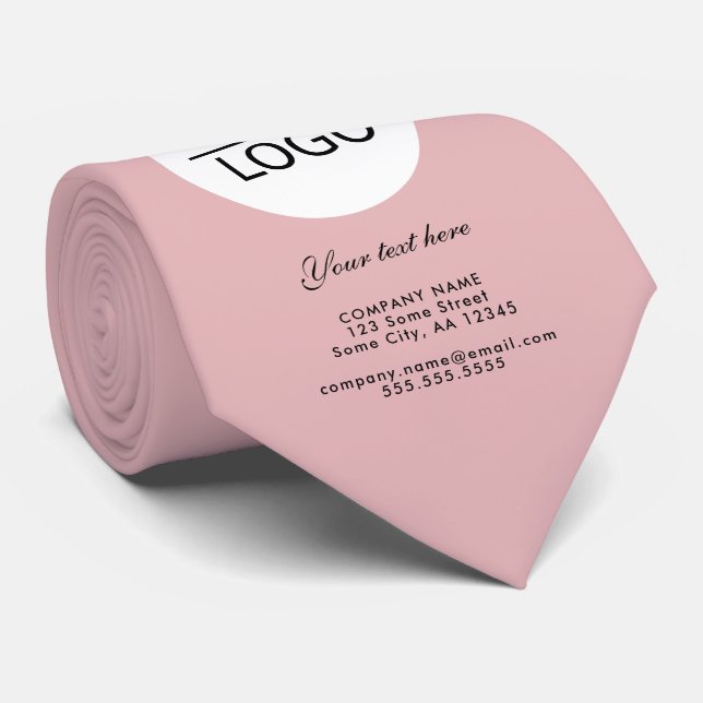 Add your Logo Custom Text Promotion Blush Pink Tie (Rolled)