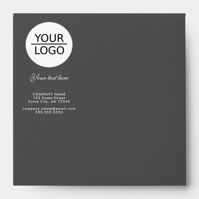 Add your Logo Custom Text Promotion Dark Grey Envelope (Front)