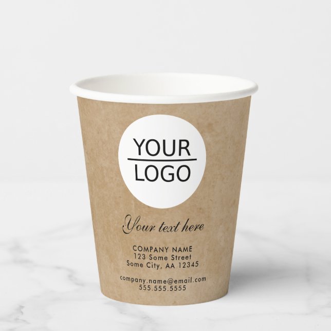Add your Logo Custom Text Promotion Rustic Paper Cups (Front)