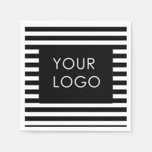Add Your Logo Customisable Business Black Stripe   Napkin