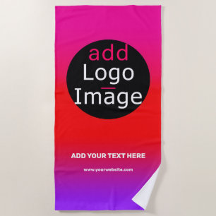 Add Your Logo Customisable Business Magenta Beach Towel