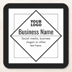 Add Your Logo Customisable Template Square Paper Coaster