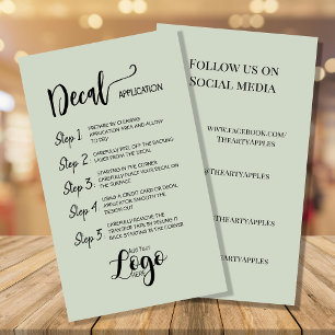 Add Your Logo – Decal Application Care Cards 