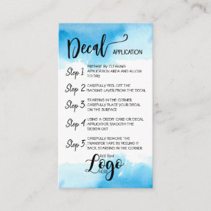 ADD YOUR LOGO decal application CARE CARDS vinyl