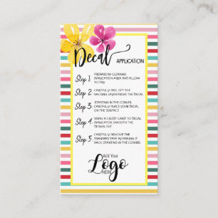 ADD YOUR LOGO decal application CARE CARDS vinyl