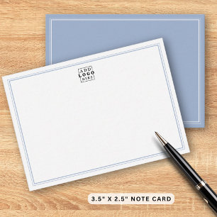 Add Your Logo Dusty Blue Double Border Business Card