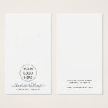 Add Your Logo Earring And Script Name Display Card<br><div class="desc">A simple custom add your own logo white earring display card with a modern script signature name and sans serif title underneath. There are small simulated printed holes on the card to indicate jewellery placement. There are no actual holes. They are simply a guide. You may delete them, or keep...</div>