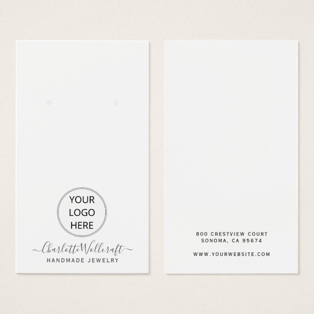 Add Your Logo Earring And Script Name Display Card (Front & Back)