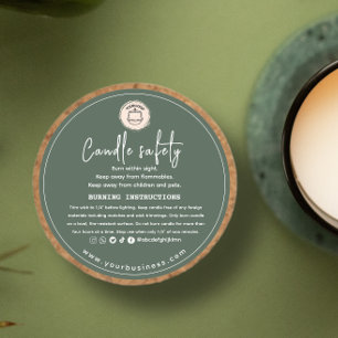 Add your Logo Elegant green Candle safety Label