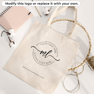 Add Your Logo Elegant Monogram Initials Branding Tote Bag