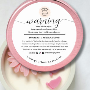 Add your Logo Elegant Personalized Candle Warning Classic Round Sticker