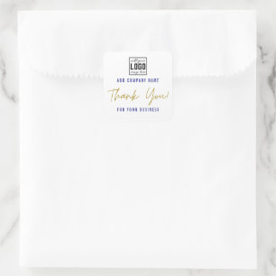 Add Your Logo Gold Thank You For Your Business Square Sticker