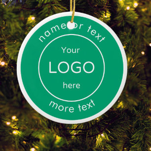 Add your logo green Business Christmas Ornament