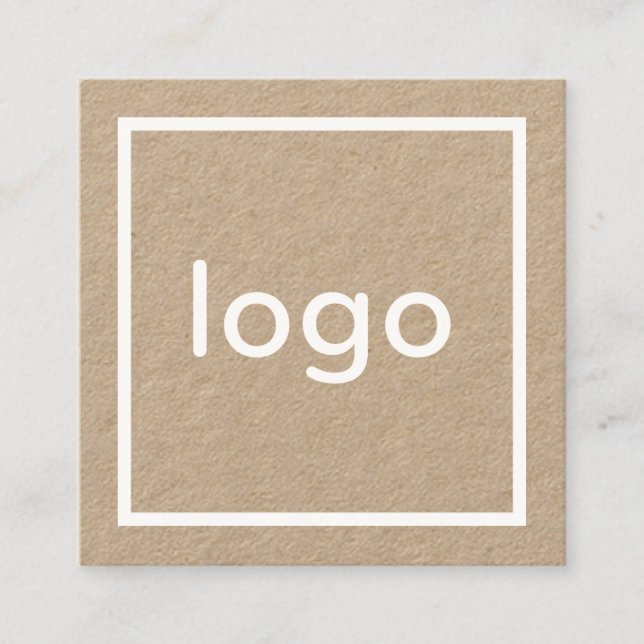 Add your logo handmade rustic brown kraft paper square business card (Front)