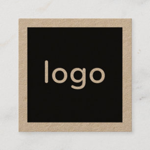Add your logo handmade rustic brown kraft paper square business card