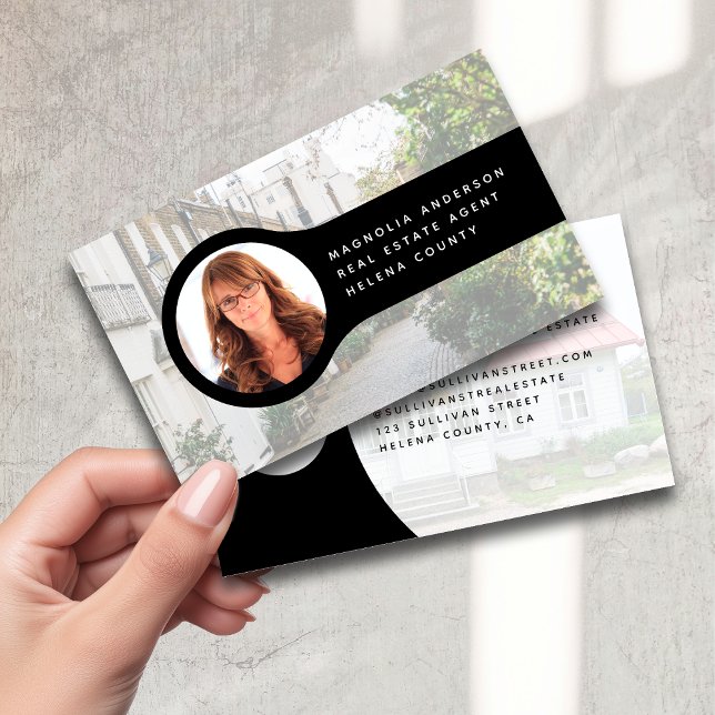 Add Your Logo Headshot Photo Real Estate Agent  Business Card (Creator Uploaded)