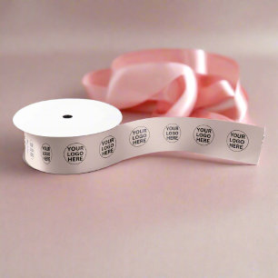 Add Your Logo Here l Professional Blush Pink Brand Satin Ribbon