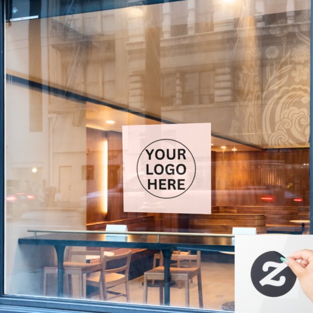 Add Your Logo Here l Professional Blush Pink Window Cling (Cafe Window)