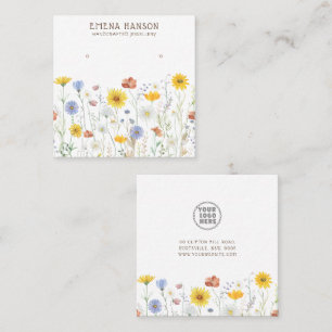 Add Your Logo, Holder Earrings Wildflower Display  Square Business Card