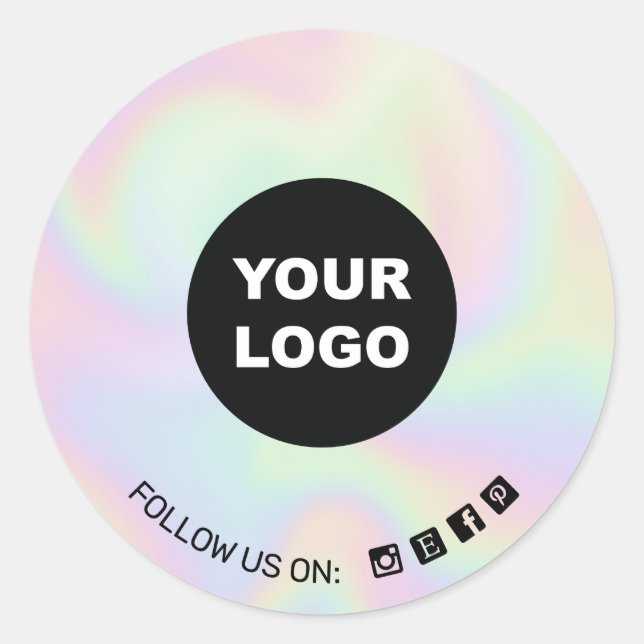 Add Your Logo Holograph Social Media Icons Classic Round Sticker (Front)