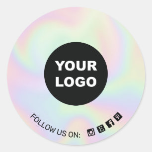 Add Your Logo Holograph Social Media Icons Classic Round Sticker