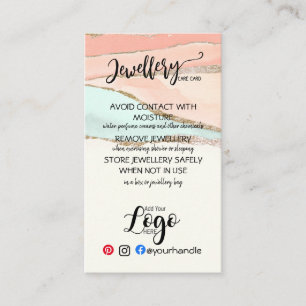 ADD YOUR LOGO jewellery CARE CARDS small business 