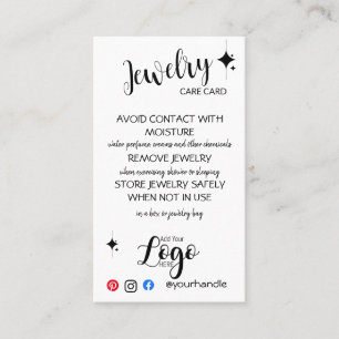 ADD YOUR LOGO jewellery CARE CARDS small business 