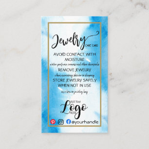 ADD YOUR LOGO jewellery CARE CARDS small US blue