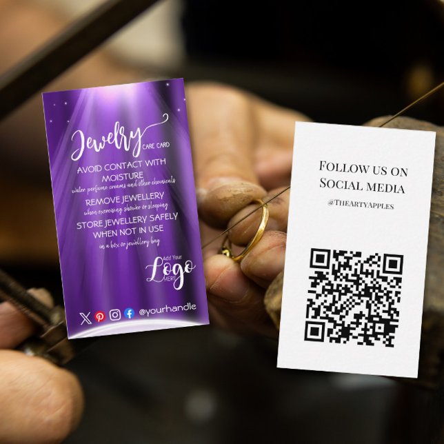 ADD YOUR LOGO jewellery CARE CARDS UK (Creator Uploaded)