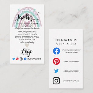 ADD YOUR LOGO jewellery CARE CARDS UK