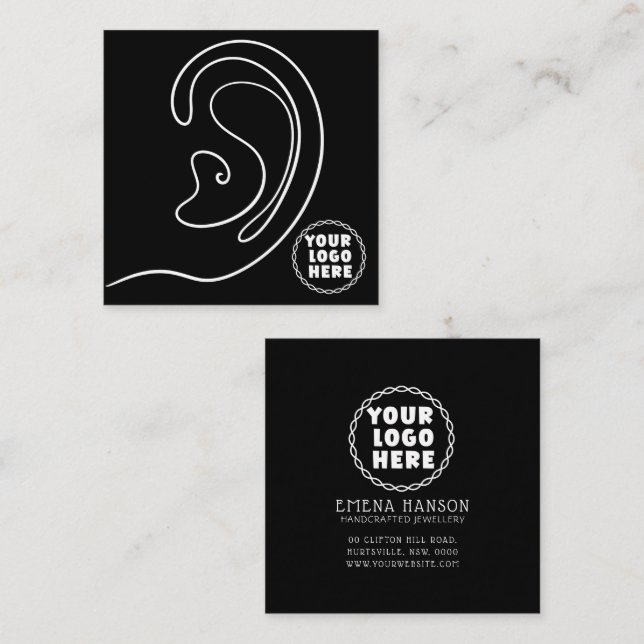 Add Your Logo jewellery Earrings Black Display Car Calling Card (Front/Back)