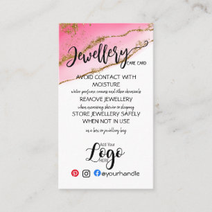 ADD YOUR LOGO jewelry CARE CARDS small business UK