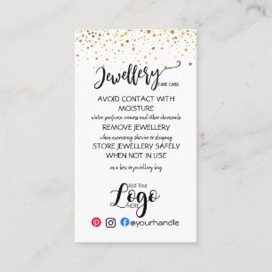 ADD YOUR LOGO jewelry CARE CARDS small business UK