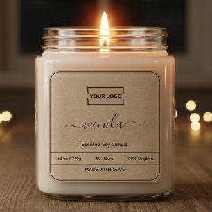  Add Your Logo  Kraft Background Candle Label